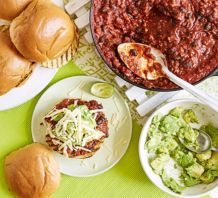 Smoky BBQ pork buns with crushed avocado