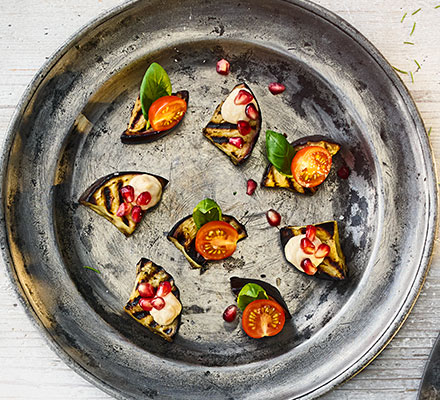 Grilled aubergine stacks