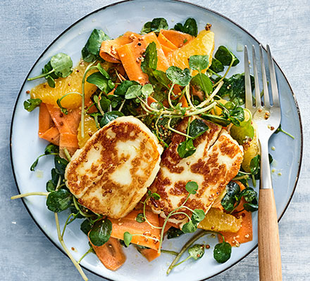 Halloumi, carrot & orange salad