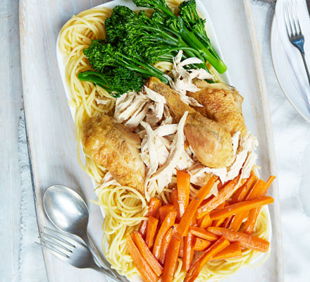 Roast chicken spaghetti