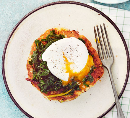 Potato pancakes with chard & eggs