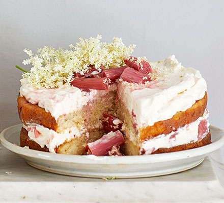 Rhubarb & elderflower cake