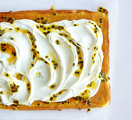 Orange & passion fruit traybake