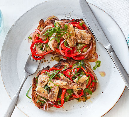 Sardines & peperonata on wholemeal toast