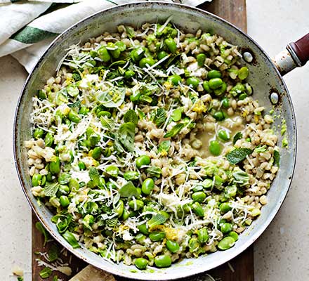 Barley & broad bean risotto