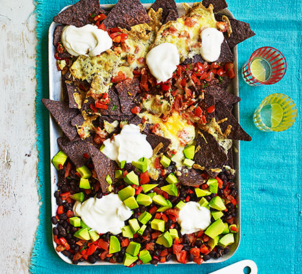 One-pan nachos with black beans