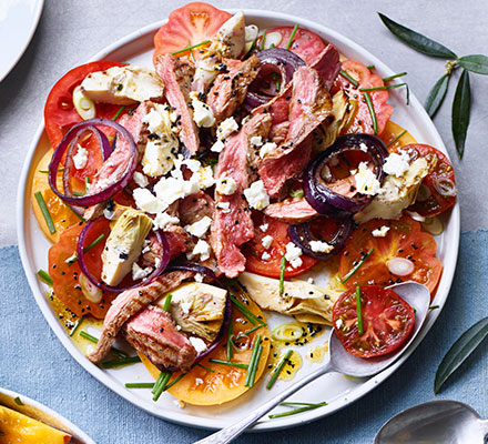 Barbecued bavette steak & tomato salad