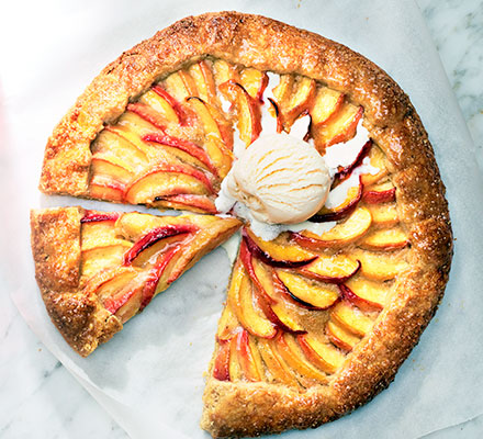 Peach galette with brown sugar crust