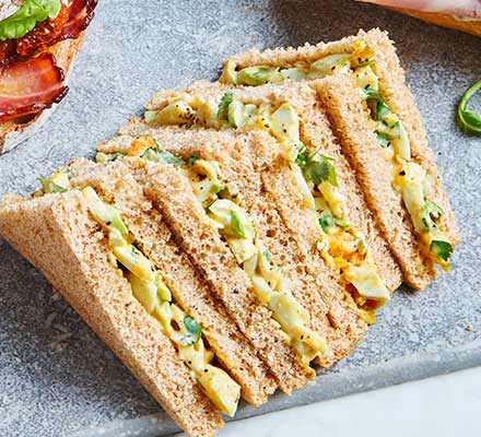 Coronation egg mayo sandwiches