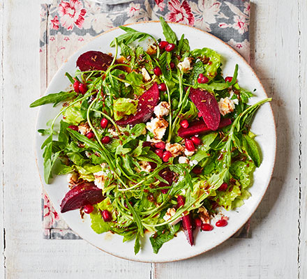 Feta, beetroot & pomegranate salad