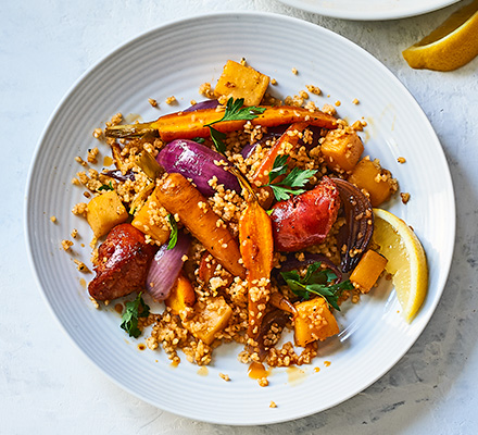 Chorizo & root veg bulgur wheat