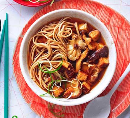 Miso mushroom & tofu noodle soup