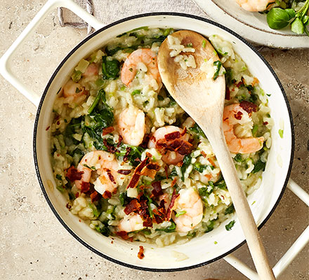 Prawn, pancetta & watercress risotto