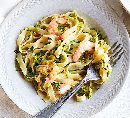 Lemony prawn & courgette tagliatelle