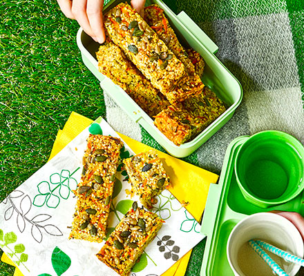 Seeded cheese & chive flapjacks