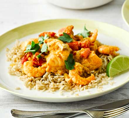 Creamy salmon, prawn & almond curry