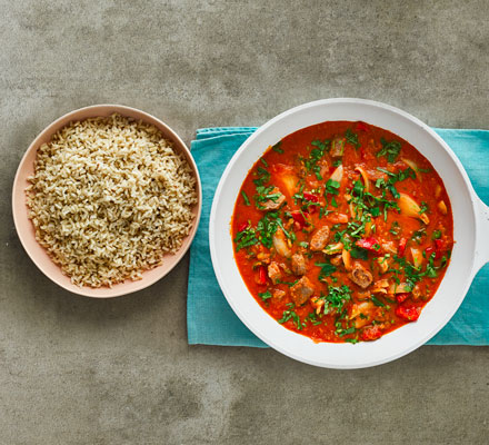 Lamb jalfrezi with cumin rice