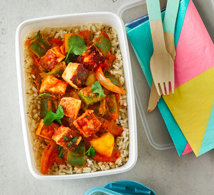 Paneer jalfrezi with cumin rice