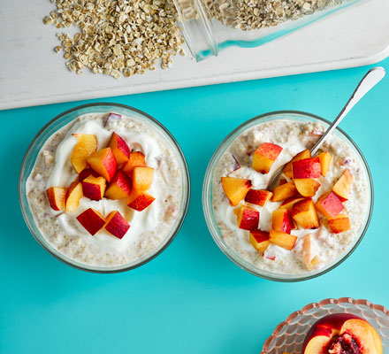 Quinoa, peach & ginger bircher