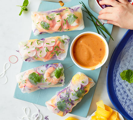 Rainbow rice paper rolls