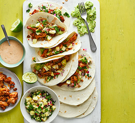 Crispy chicken & pineapple tacos