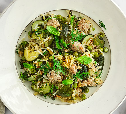 Easy sausage & courgette pilaf