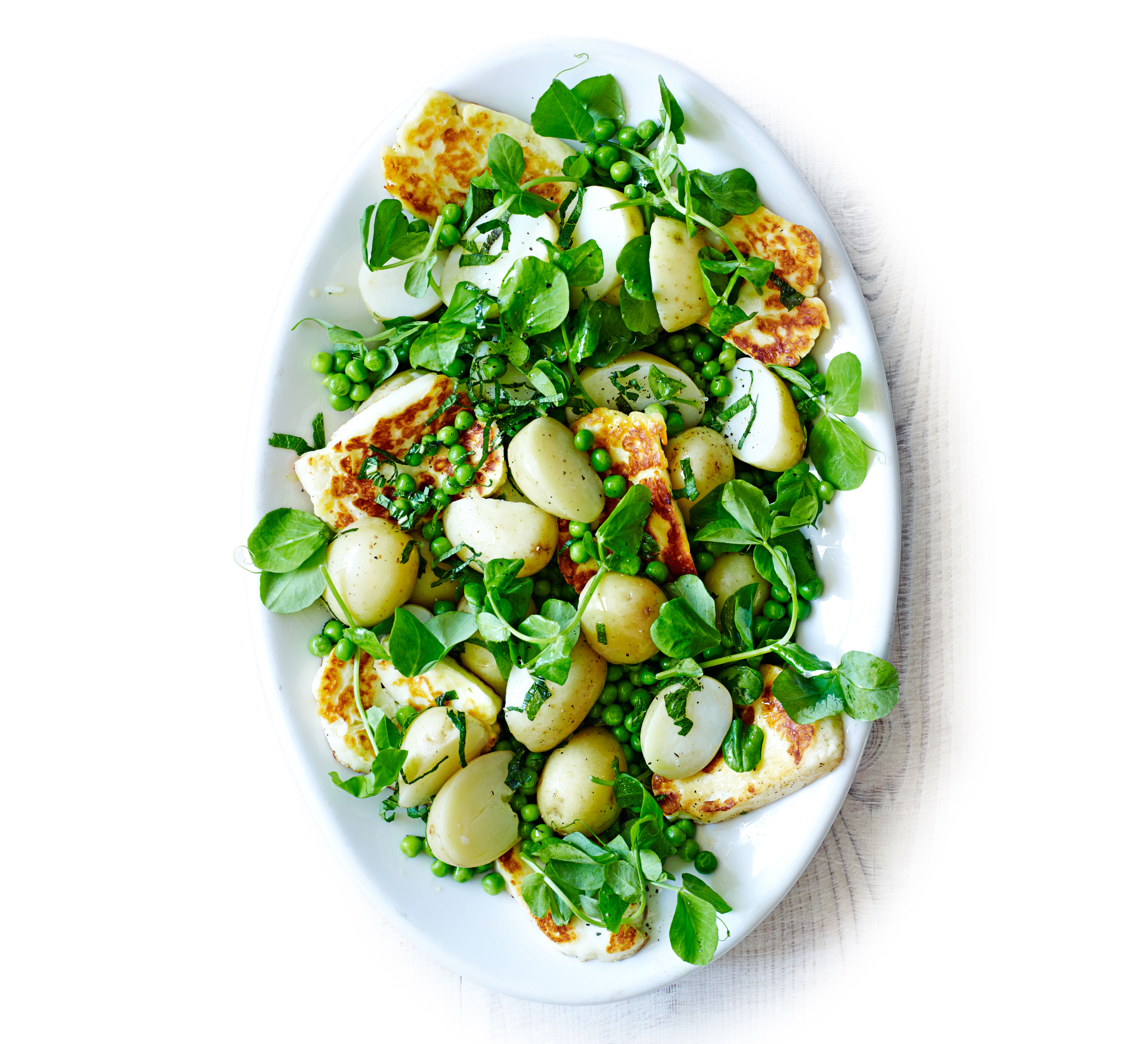 Halloumi & pea salad