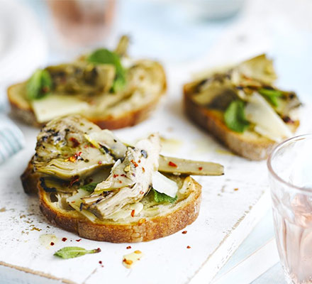 Artichoke & pecorino bruschetta