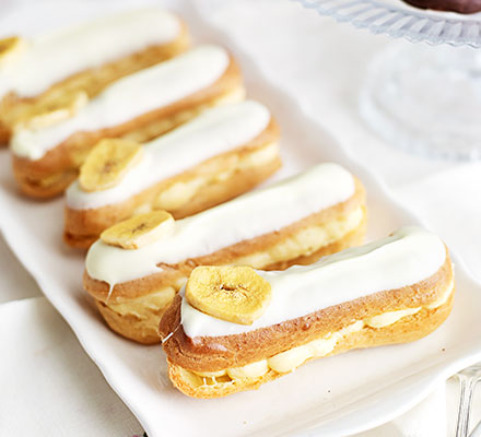 Banana custard eclairs