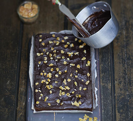 Chocolate gingerbread brownie bars with fudgy icing