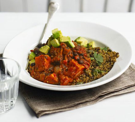 Sweet potato & black bean chilli with zesty quinoa