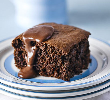 Chocolate sponge with hot chocolate custard