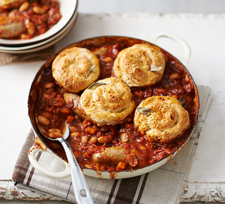 Sausage & parmesan cobbler