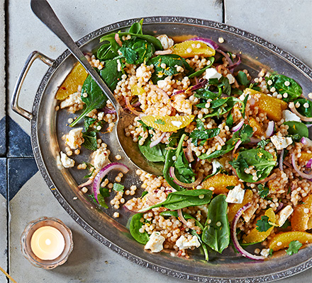 Orange & feta giant couscous salad