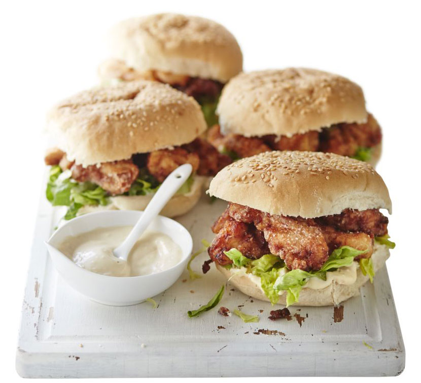 Crispy Japanese-style chicken burgers