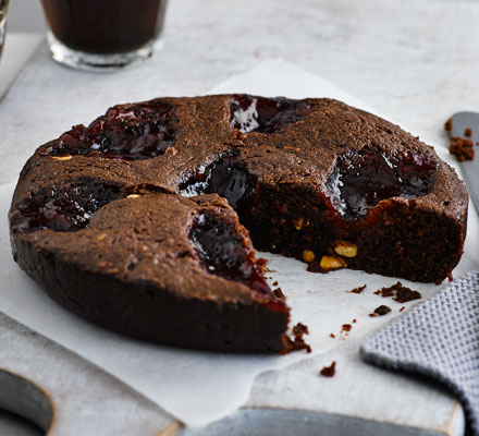 Microwave peanut butter & jam brownies