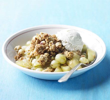 Gooseberry flapjack crumble