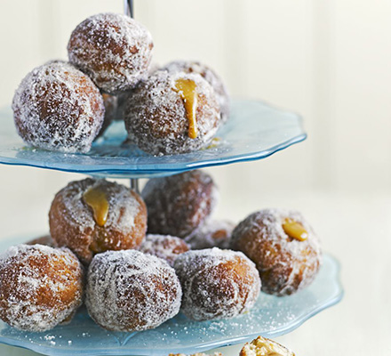 Bite-sized toffee apple doughnuts