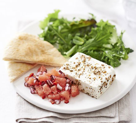 Spiced feta with watermelon salsa