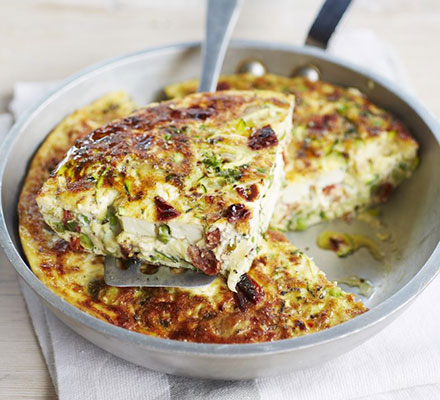 Pea, feta & summer herb frittata