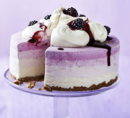 Blackberry & apple frozen yogurt cake