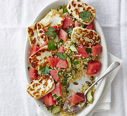 Halloumi & watermelon bulgur salad