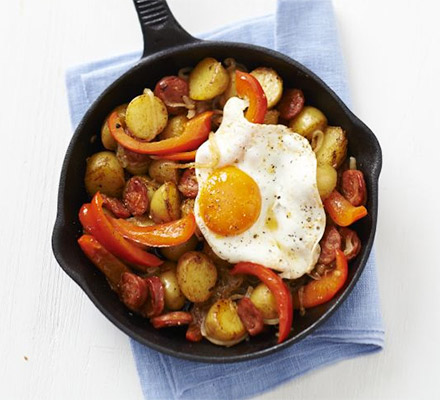 Spanish eggs with chorizo & peppers