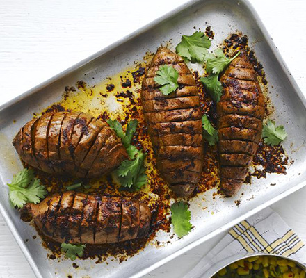 Chipotle hasselback sweet potatoes