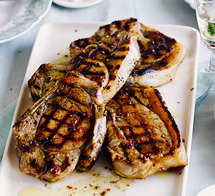 Herb-brined pork chops