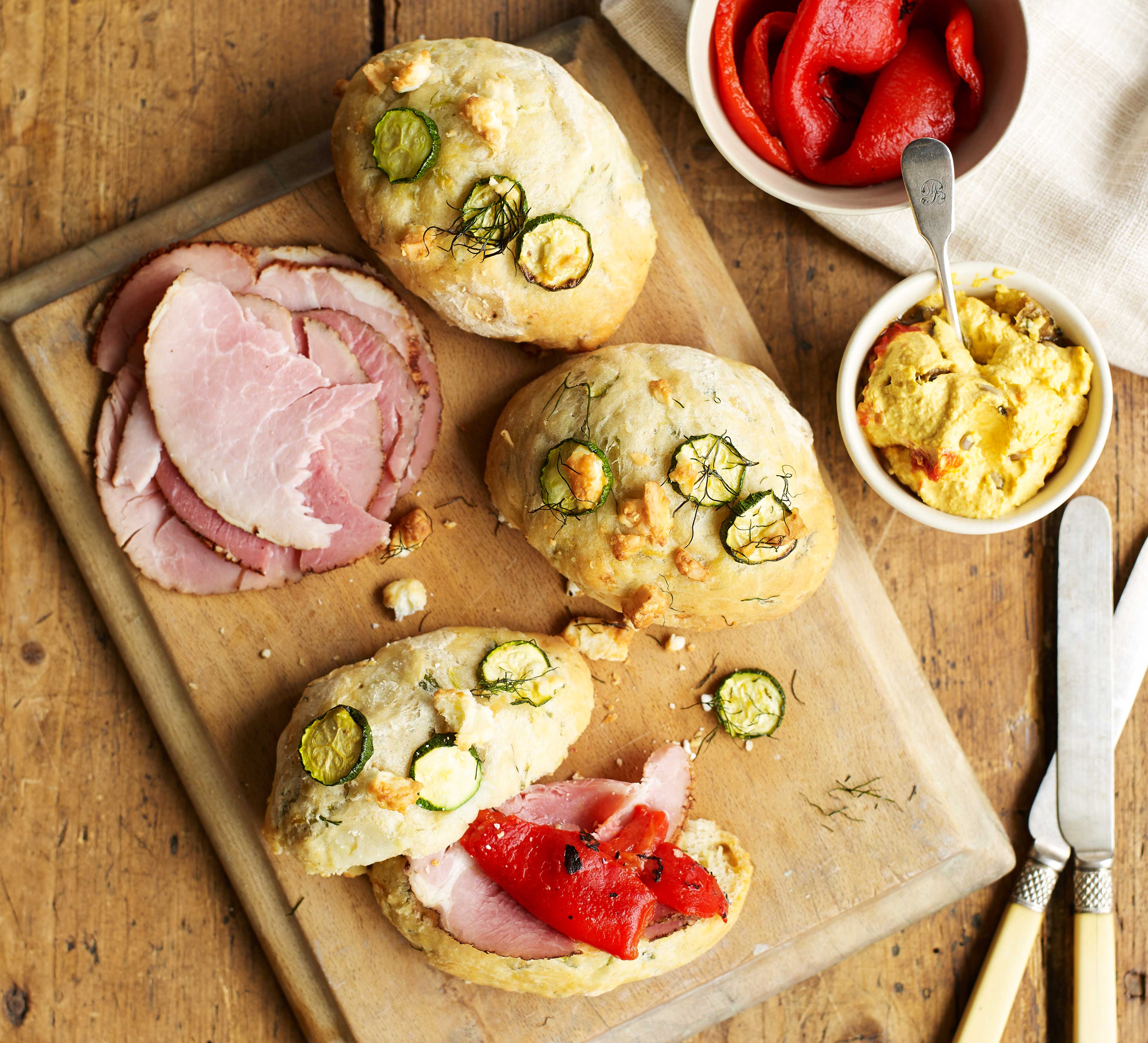 Courgette, dill & feta breads