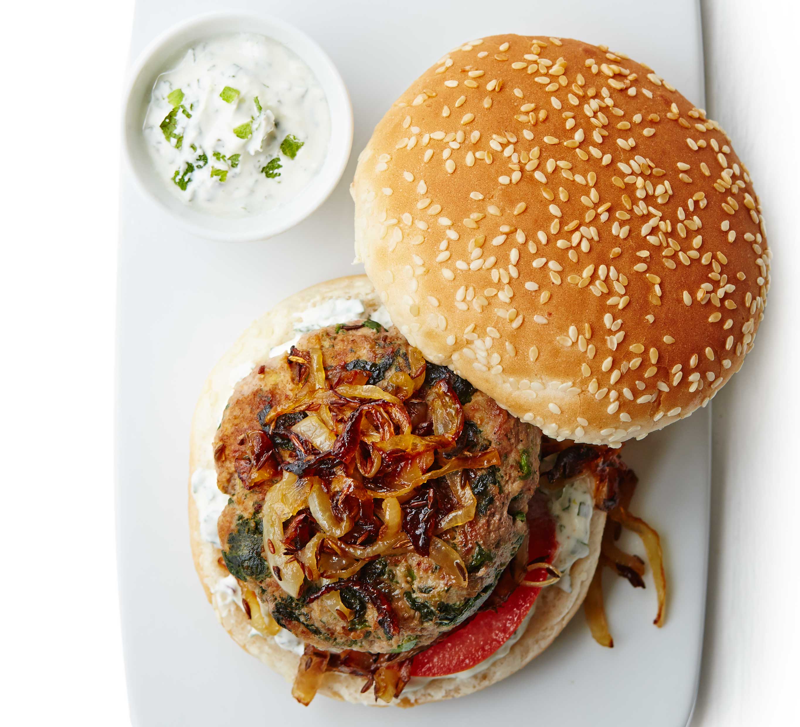 Lamb, spinach & ricotta burgers