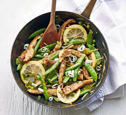 Lemon chicken with sugar snap peas