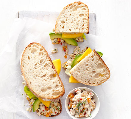 Lighter Coronation chicken & avocado sandwich