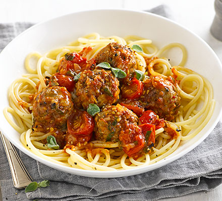 Lighter spaghetti & meatballs